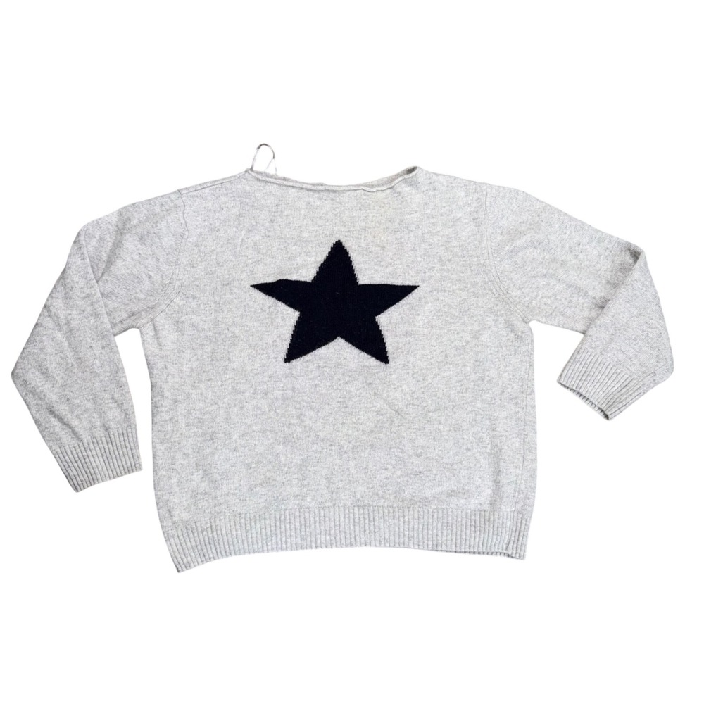 Subdued Star Knit Sweater Women Size 6 Grey Melange Excellent Wool Cashmere